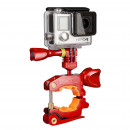 iSHOXS Action-Kamera Fahrrad-Halterung - iSHOXS ProMount (20-40mm Klemmbereich), CNC-gefräster Aluminium GoPro Action-Cam Halter - Rot