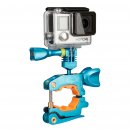 iSHOXS Action-Kamera Fahrrad-Halterung - iSHOXS ProMount (20-40mm Klemmbereich), CNC-gefräster Aluminium GoPro Action-Cam Halter - Blau